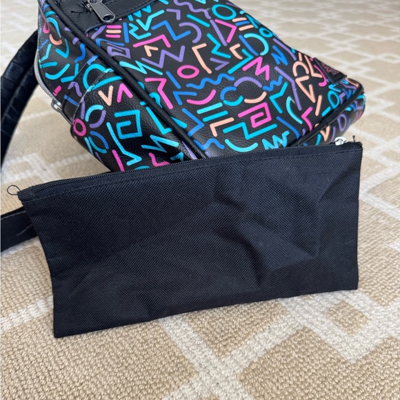 Stranger Things 80s Neon Print Mini Backpack Black Faux Leather OS - Picture 8 of 9